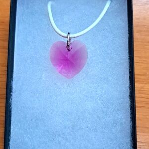 Frosted Rose Crystal Heart Necklace